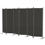 HOMCOM 6 Panel Room Divider, 6 Ft Folding Privacy Screen, Portable Freestanding Partition Wall Divider, Charcoal Grey