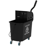 HOMCOM Compact Mop Bucket with Wringer, Mop Bucket on Wheels, 5 Gallon, Separate Dirty and Clean Water, Black
