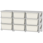 Qaba 29.5" 3 Tier Kids Storage Unit Dresser Tower w/ 9 Drawers, Cream White