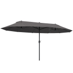 Outsunny Extra Large 15 ft Patio Umbrella, Double-Sided Wide Outdoor Umbrella with Crank Handle and Air Vents for Backyard, Deck, Pool, Market, Gray