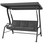 Outsunny 3-Person Porch Swing Chair, Patio Swing Bench with Adjustable Canopy, Removable Thicken Cushion, Black