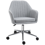 Vinsetto Mid-Back Task Chair, Fabric Home Office Chair, Swivel Desk Chair with Tub Shape Design & Lined Pattern Back for Living Room, Bedroom, Gray