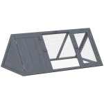 PawHut Rabbit Hutch, Wooden Guinea Pig Hutch with Run and Doors, Outdoor Triangle Bunny House for Rabbits,Duck and Chicken