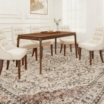 HOMCOM Area Rug 5x7, Machine Washable Rug, Non-Slip Classical Floral Print Floor Carpet for Living Room, Bedroom, Mixed-Brown