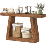 HOMCOM 55" Farmhouse Console Table, 2-Tier Entryway Table with Storage for Hallway, Living Room, Behind Couch, Rustic Brown