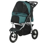 PawHut Dog Stroller, Foldable Dog Stroller with 12" Rubber Wheels for Small Dogs, Up to 22 LBS, Dark Green