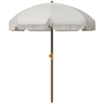 Outsunny 6.2' Beach Umbrella for Travel, Vent, Ruffles, Carry Bag, Portable Outdoor Umbrella for Garden, Light Gray
