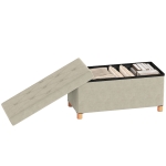 HOMCOM Storage Ottoman Bench, Velvet Upholstered Foldable Ottoman Footrest, Foot Stool with Wood Legs for Living Room, Bedroom