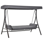Outsunny 3 Person Porch Swing Bench with Adjustable Canopy, Cushions, Pillows for Porch and Backyard, Dark Grey