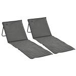 Outsunny Set of 2 Foldable Lounge Chairs with Carry Strap, Adjustable Backrest, Grey