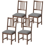 HOMCOM Set of 4 Dining Chairs, Upholstered Dining Room Chairs with Rubberwood Legs for Kitchen, Farmhouse Walnut