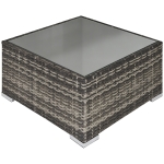 Outsunny Rattan Garden Coffee Table, 25.6" Square Garden Rattan Table with Tempered Glass Top, Deep Grey