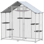 PawHut Large Catio Outdoor Cat Enclosure with Waterproof Cover, Walk-in Cat Patio w/ 5 Adjustable Platforms & Hammock 79" W
