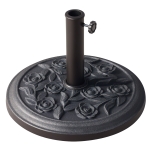 Outsunny 18" 20 lbs Round Resin Umbrella Base Stand Market Parasol Holder with Decorative Rose Floral Pattern & Easy Setup, for Φ1.5", Φ1.89" Pole, for Lawn, Deck, Backyard, Garden, Bronze