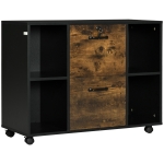 Vinsetto Lateral Filing Cabinet with Wheels and Lockable Drawer, File Cabinet, Mobile Printer Stand with Open Shelves for Letter and A4 Size Documents for Home Office, Rustic Brown
