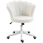 HOMCOM Office Chair, Armless Swivel Desk Chair with Adjustable Height, Backrest, Tilt Function for Office, Vanity, Cream White
