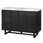 Stylish Bathroom Vanity with 2 Doors & 6 Hidden Soft-Close Drawers, Elegant Vanity Cabinet with SMC Resin Sink, 47'' L x 19.5'' W x 34'' H, Black