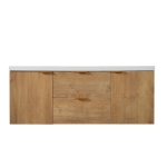 Double Sink Bathroom Vanity with Integrated SMC Top, Wall-Mounted Floating Cabinet for 2 People, 59.5'' L x 20'' W x 25.5'' H, Wood