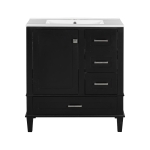 Modern Bathroom Vanity Sink Combo with Solid Wood Frame, Free-Standing Cabinet for Contemporary Bathrooms, 30'' L x 18.5'' W x 34'' H, Black