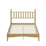 Full Size Wood Platform Bed with Gourd-Shaped Headboard, Solid Bed Frame for Eclectic Bedrooms, 79'' L x 57'' W x 45'' H, Natural