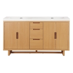 Modern Bathroom Vanity with Soft-Close Hinges & Hidden Drawer Slides, Elegant Vanity Cabinet with Resin Sink, 59.5'' L x 20'' W x 34'' H, Wood