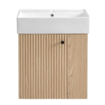 Modern Wall-Mounted Bathroom Vanity with Ceramic Basin, Space-Saving Floating Cabinet for Compact Bathrooms, 21.5'' L x 12'' W x 26.5'' H, Wood