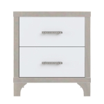 Elegant High-Gloss Nightstand with Metal Handles and Legs, Mirrored Bedside Table for Bedrooms or Apartments, 22.5'' L x 15.5'' W x 23.5'' H, White