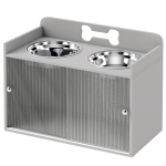 PawHut Elevated Dog Bowls with Storage, Raised Dog Bowl Stand with 2 Stainless Steel Bowl for Large Dogs, Gray