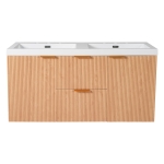 Double Sink Bathroom Vanity with Soft-Close Doors, Wall-Mounted Floating Cabinet with Divided Drawers, 47'' L x 19.5'' W x 23.5'' H, Wood