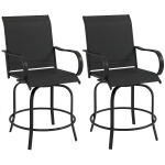 Outsunny Outdoor Bar Stools Set of 2, 360° Swivel Bar Height Chairs, 26.8" x 29.5" x 48.4", Black