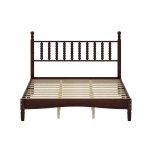 Queen Size Wooden Platform Bed with Gourd-Shaped Headboard, Retro-Inspired Bed Frame for Eclectic Décor, 84.5'' L x 63.5'' W x 45'' H, Walnut