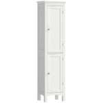kleankin Tall Bathroom Cabinet, Freestanding Storage Organizer with Adjustable Shelves and Cupboards, 15" x 13" x 63", White