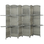 HOMCOM 6 FT Privacy Screen, 6 Panel Room Divider with Shelves for Living Room Bedroom Home Office, Grey