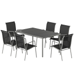 Outsunny 7 Piece Garden Dining Set, Garden Furniture Set with Rectangle Table and 6 Stackable Chairs
