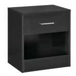 HOMCOM Modern Side Table with Drawer and Storage Shelf, End Table for Living Room, Black Wood Grain