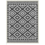 Outsunny Outdoor Rug Carpet Reversible Plastic Straw Rug with LED Lights Black and White 12' x 9' for Patio
