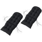 Outsunny Outdoor Adirondack Chair Cushions Set of 2, Tufted High Back Patio Chair Cushions, Black