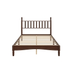 Full Size Wood Platform Bed with Retro Gourd-Shaped Headboard & Wooden Slat, Solid Bed Frame for Eclectic Decors, 79'' L x 57'' W x 45'' H, Walnut