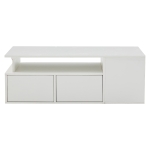 High-Gloss LED Coffee Table with App-Controlled Colour Light Strip, Functional Center Table with Open Storage, 39.5" L x 19.5" W x 13.5" H, White