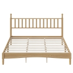 King Size Wood Platform Bed with Gourd-Shaped Headboard, Sturdy Bed Frame for Classic or Eclectic Décor, 84.5'' L x 79'' W x 45'' H, Natural