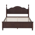 Full Size Wood Platform Bed with Wood-finished Headboard, Dark Walnut Bed Frame with Pine and MDF Construction, 80'' L x 56'' W x 43.5'' H, Walnut