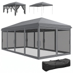 Outsunny 10' x 20' Pop Up Canopy Tent Gazebo with Removable Mesh Sidewall Netting, Carry Bag for Backyard Patio Outdoor, Grey