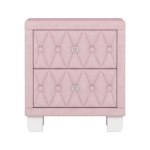 Elegant Velvet Nightstand with 2 Drawers and Crystal Handles, Soft Pink Beside Table with MDF and Storage Table, 18'' L x 18'' W x 20'' H, Pink