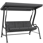 Outsunny 3-Person Porch Swing Chair, Patio Swing Bench with Adjustable Canopy, Removable Thicken Cushion and Weather Resistant Steel Frame for Outdoor, Garden, Poolside, Grey