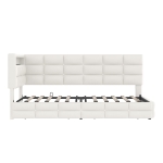 Upholstered Twin-Size Daybed with 2 Drawers and Charging Station, Multi-Functional Guest Bed with Storage Headboard, 77.5'' L x 39'' W x 35'' H, Beige