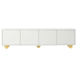 Cloud-Shaped TV Cabinet with 2 Cabinets (4 Doors) and 5 Support Legs, Spacious TV Stand with Ample Storage, 65" L x 15.5" W x 17.5" H, White