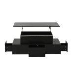 Sleek Lift-Top Coffee Table with Hydraulic Lift and App-Controlled LED Lighting, Versatile Center Table with Hidden Storage, 39.5" L x 19.5" W x 15.5" H, Black