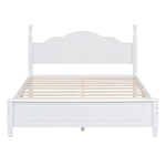 Queen Size Platform Bed with Wooden Slat Support and Solid Pine, Modern Wood Bed Frame with MDF Construction, 85'' L x 62.5'' W x 43.5'' H, White