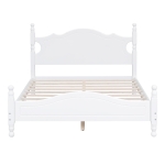 Full Size Platform Bed with 10 Plywood Slats and Wood-Finished Headboard, Retro-Style Bed Frame with Plywood, 80'' L x 56'' W x 39.5'' H, White