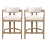 Counter-Height Bar Stools with Curved Solid Wood Backrest, Modern Counter Stools with Rubberwood Frame, 22.5'' L x 24'' W x 36'' H, Beige+Natural Ash